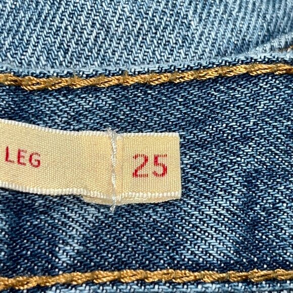 LEVI'S BIG E WEDGIE WIDE LEG ALTERED RAW HEM HIGH WAISTED BLUE JEANS -W 25 L 27 - Picture 10 of 12